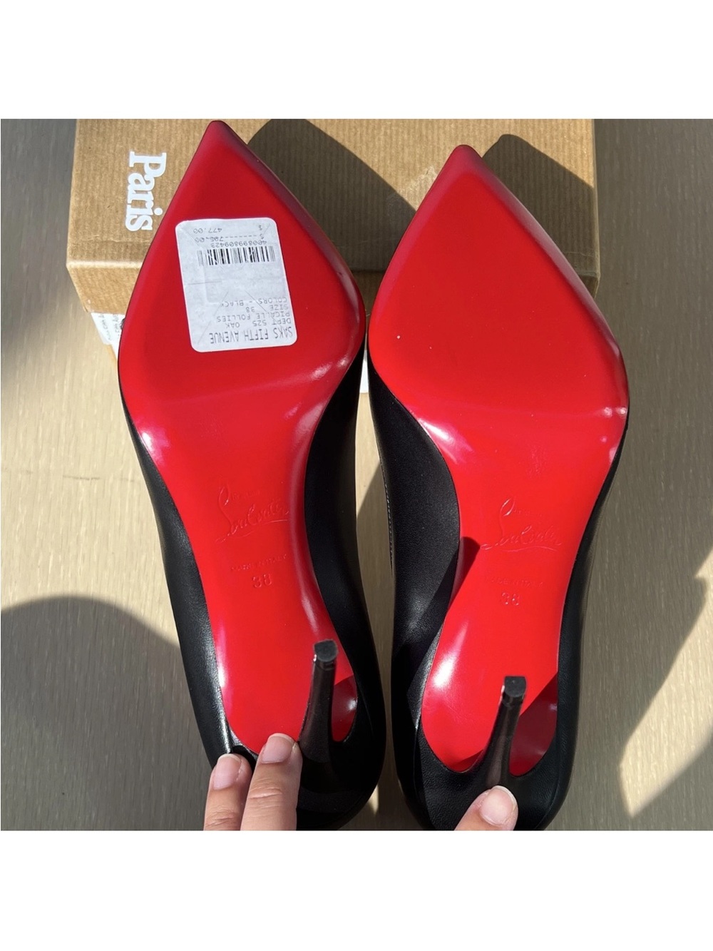 NWB Christian Louboutin Pigalle Follies 100 Black Pointed Toe Pump EU 38 / US 8 - Picture 5 of 7